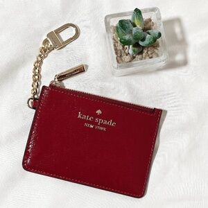 New Kate Spade Key Ring Leather Card Case /Holder Red Jam KN869 $129